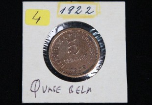 Moeda 5 centavos de BRONZE 1922 RARA