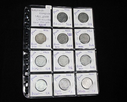 Colecção completa 11 moedas 5$00 em PRATA 1931-1951