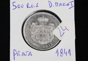 Moeda em PRATA 916, 500 Reis de D.Maria I, 1841