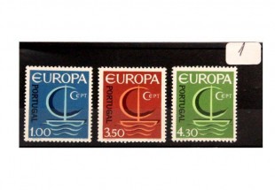  Série completa de Selos composta por 3 Valores alusiva á Europa CEPT-1966