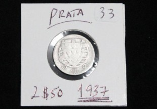 Moeda Portuguesa de 2$50 em prata de 1937, MUITO RARA