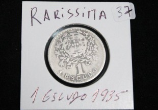 Moeda da República Portuguesa de 1$00 de Alpaca 1935 RARISSIMA