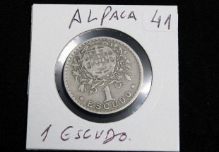 Moeda da República Portuguesa, 1$00 Alpaca, 1944, moeda bastante difícil