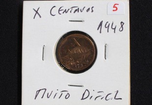 Moeda da República Portuguesa de X centavos em BRONZE 1948, moeda RARA