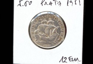 9 Moedas em PRATA 5 Escudos