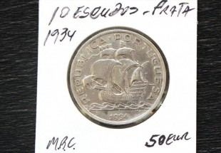 Moeda em PRATA 10$ Escudos de 1934