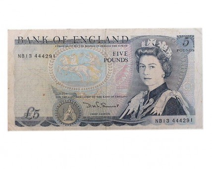 Nota de Five Pounds do Bank of England