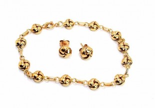 Conjunto de Pulseira e Brincos em Ouro (19,2 Quilates)