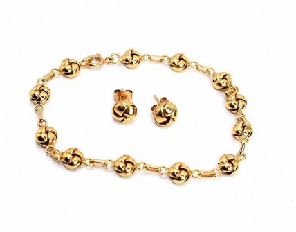 Conjunto de Pulseira e Brincos em Ouro (19,2 Quilates)