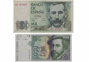 Conjunto de Duas Notas de 1000 Pesetas