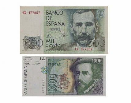 Conjunto de Duas Notas de 1000 Pesetas