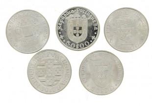  5 Moedas Comemorativas de 50$00 Prata