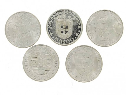  5 Moedas Comemorativas de 50$00 Prata