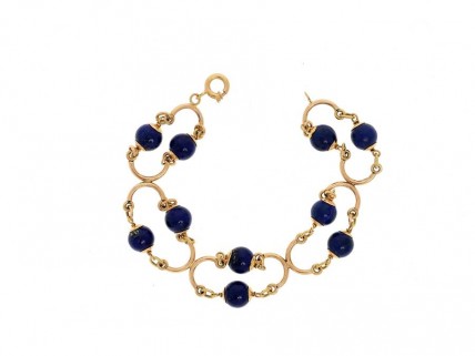 Pulseira em Ouro 18 k e Pedras Lapis Lazulis