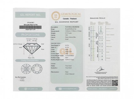 DIAMANTE AZUL, VS2, 0.73 CT 