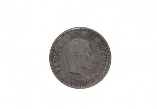 Moeda em Bronze da Monarquia Portuguesa de 5 REIS de 1899