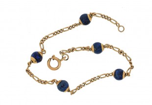 Pulseira em Ouro de 19,2K e LÁPIZ LAZULI