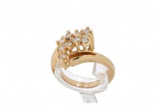 Anel em Ouro de 14K e DIAMANTES