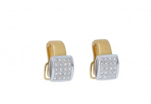 Brincos em Ouro Branco e Amarelo de 19,2k e DIAMANTES