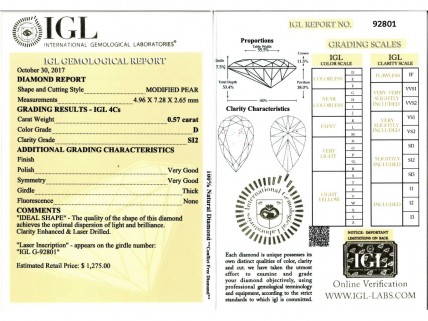 DIAMANTE, 0.57 CT, D/SI2