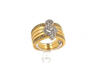 Anel Antigo em Ouro Bicolor de 18K e Diamantes