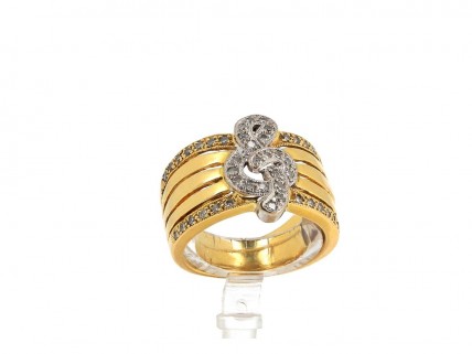 Anel Antigo em Ouro Bicolor de 18K e Diamantes