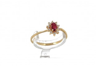 ANEL DE SENHORA OURO PORTUGUES E RUBY e DIAMANTES