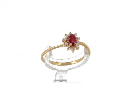 ANEL DE SENHORA OURO PORTUGUES E RUBY e DIAMANTES