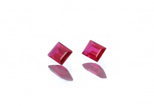 2 RUBIS Vermelhos Rosados em talhe Retangular 2.30ct