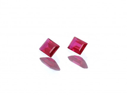 2 RUBIS Vermelhos Rosados em talhe Retangular 2.30ct