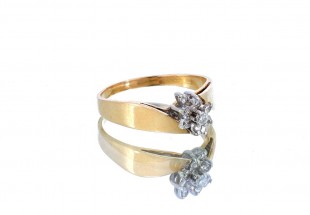 Anel Bicolor OURO 14K e DIAMANTES