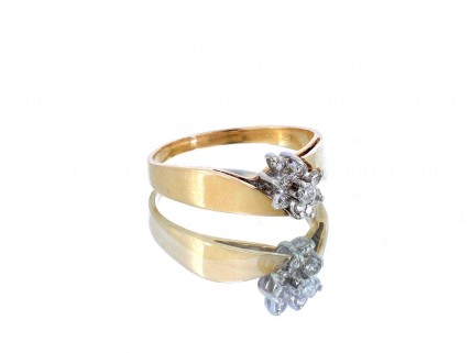 Anel Bicolor OURO 14K e DIAMANTES