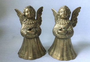 PAR de ANJOS Vintage em BRONZE, que podem Ser CASTIÇAIS ou Só DECORATIVOS, terão sido feitos entre os Anos 30 ou 40, em Itália 