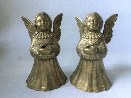 PAR de ANJOS Vintage em BRONZE, que podem Ser CASTIÇAIS ou Só DECORATIVOS, terão sido feitos entre os Anos 30 ou 40, em Itália 