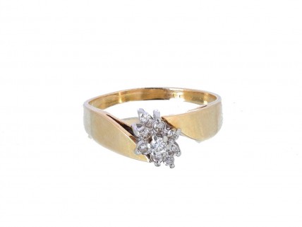 Anel Bicolor OURO 14K e DIAMANTES