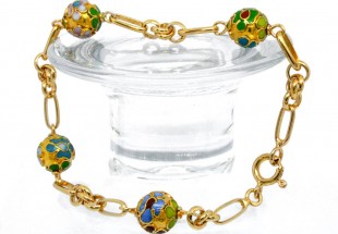 Pulseira em PRATA dourada - Esmaltes cloisonné 