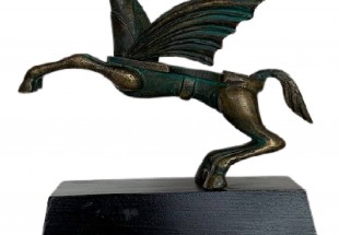 ESTÁTUA VINTAGE do MÍTICO CAVALO PEGASUS, em BRONZE Dourado, feita no Estilo CUBISTA, durante o 2º Quartel do Séc.º XX (entre 1925-1949)