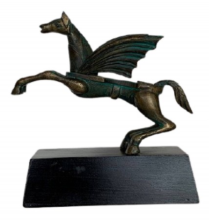 ESTÁTUA VINTAGE do MÍTICO CAVALO PEGASUS, em BRONZE Dourado, feita no Estilo CUBISTA, durante o 2º Quartel do Séc.º XX (entre 1925-1949)