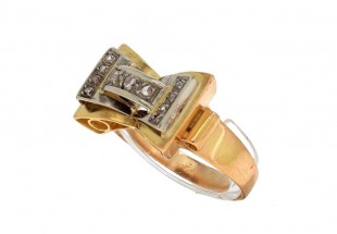 Anel ANTIGO em OURO bicolor de 18K e DIAMANTES