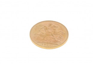 Moeda de 1 Libra Edward VII em Ouro de 22K de 1907