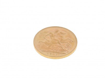 Moeda de 1 Libra Edward VII em Ouro de 22K de 1907