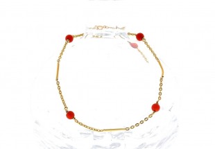 Pulseira ANTIGA em OURO de 19,2k e Coral