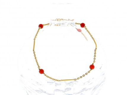 Pulseira ANTIGA em OURO de 19,2k e Coral