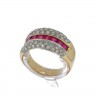 Anel em OURO Bicolor de 18K DIAMANTES e RUBIS