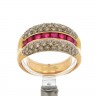 Anel em OURO Bicolor de 18K DIAMANTES e RUBIS