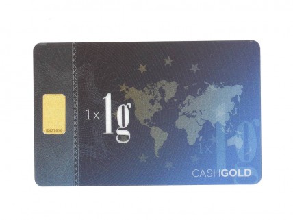 Cartão CashGold com Lingote em OURO Fino 999,9 de 1g