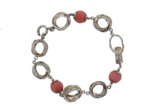 Pulseira em PRATA 835 - Pedras Rosas