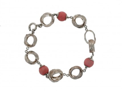 Pulseira em PRATA 835 - Pedras Rosas