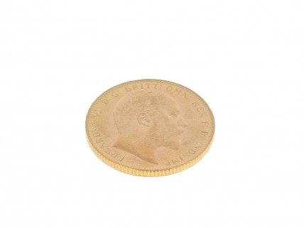 Moeda de 1 Libra Edward VII em Ouro de 22K de 1907