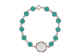 Pulseira em PRATA 835 - Pedras verdes-água